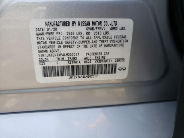 2020 INFINITI Q50 PURE JN1EV7AP4LM207017