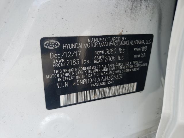 2018 HYUNDAI ELANTRA EC 5NPD94LA2JH305331