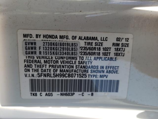 2012 HONDA ODYSSEY TO 5FNRL5H99CB071525