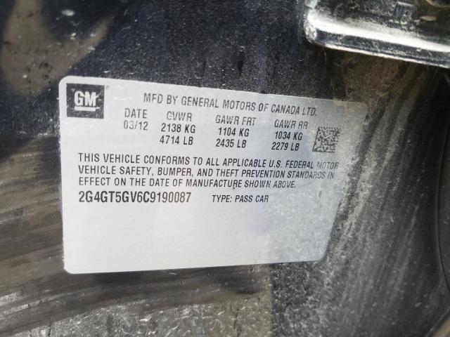 2012 BUICK REGAL PREM 2G4GT5GV6C9190087