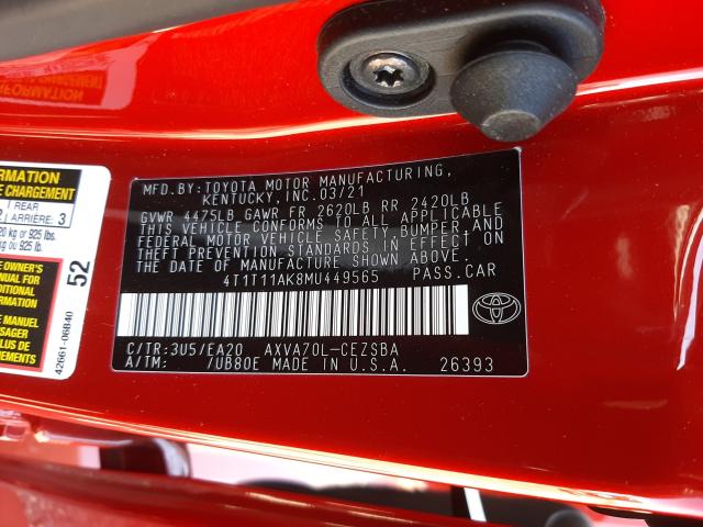 2021 TOYOTA CAMRY SE N 4T1T11AK8MU449565