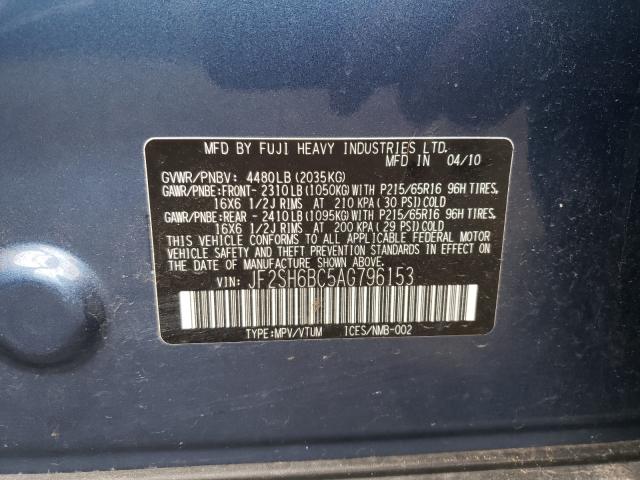 2010 SUBARU FORESTER X JF2SH6BC5AG796153