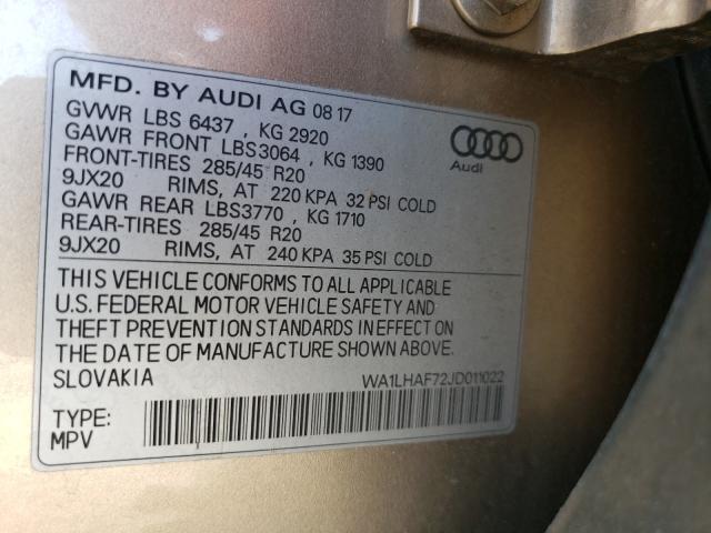 VIN WA1LHAF72JD011022 2018 Audi Q7, Premium Plus no.10