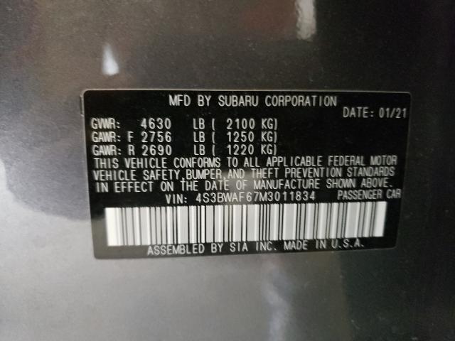 2021 SUBARU LEGACY PRE 4S3BWAF67M3011834