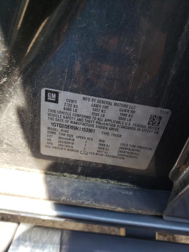 2017 GMC CANYON SLT 1GTG6DEN9H1153961