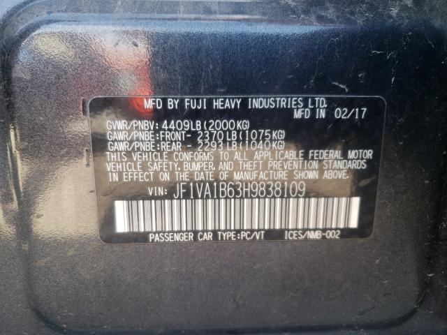2017 SUBARU WRX JF1VA1B63H9838109