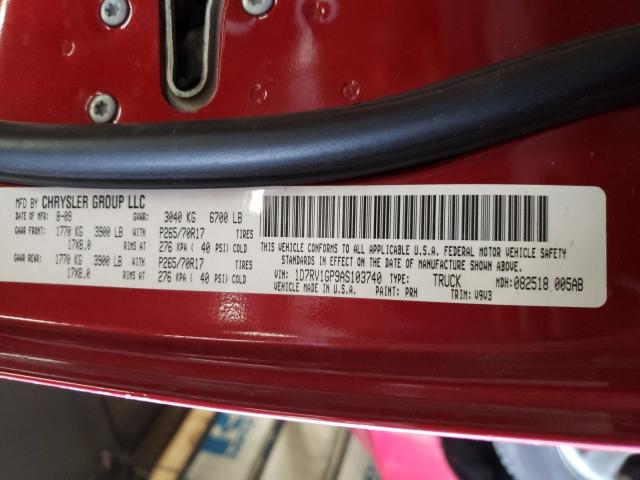 2010 DODGE RAM 1500 1D7RV1GP9AS103740