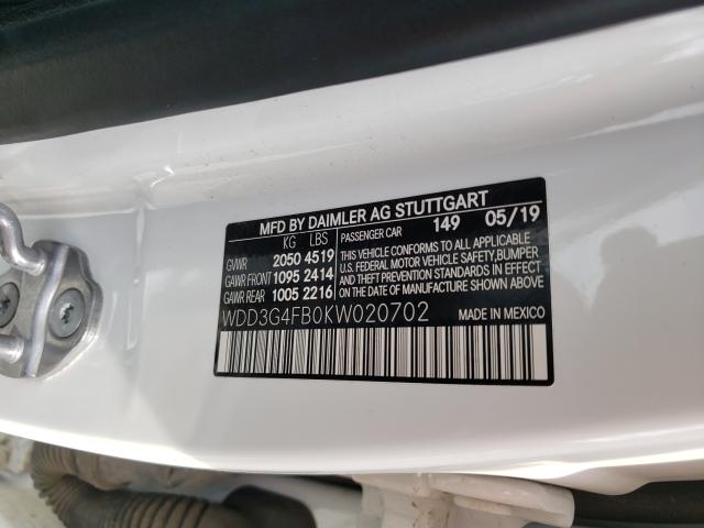 2019 MERCEDES-BENZ A 220 4MAT WDD3G4FB0KW020702