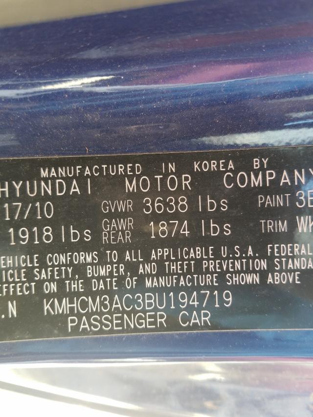 2011 HYUNDAI ACCENT GL KMHCM3AC3BU194719