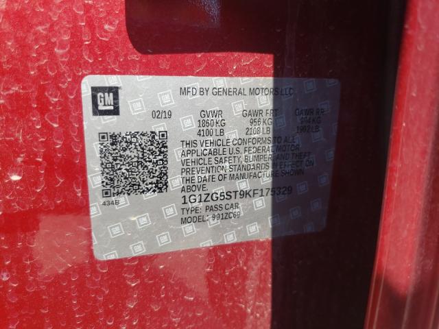 2019 CHEVROLET MALIBU RS 1G1ZG5ST9KF175329