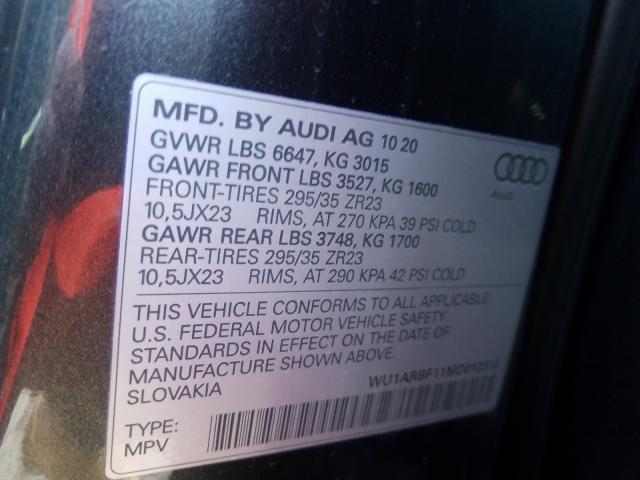 2021 AUDI RS Q8 WU1ARBF11MD012312
