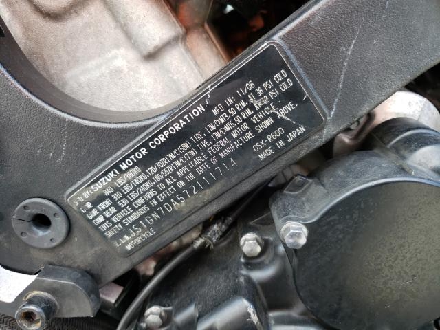 2007 SUZUKI GSX-R600 JS1GN7DA572111714