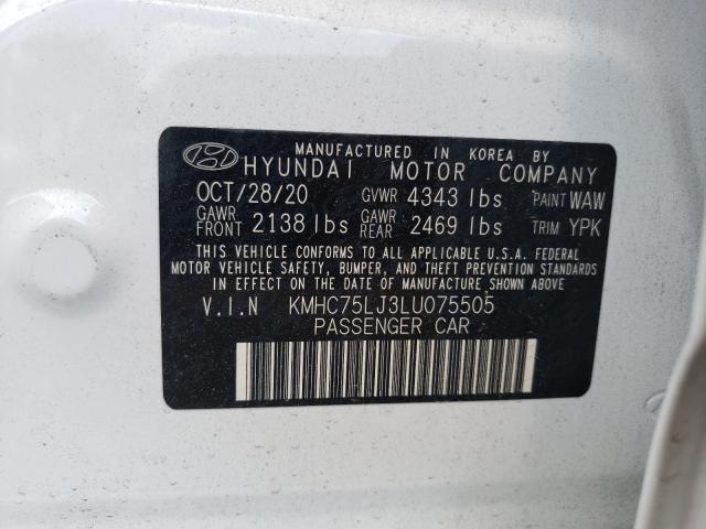 2020 HYUNDAI IONIQ SE KMHC75LJ3LU075505