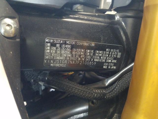 2015 SUZUKI GSX-S750 JS1GR7NA7F2100859