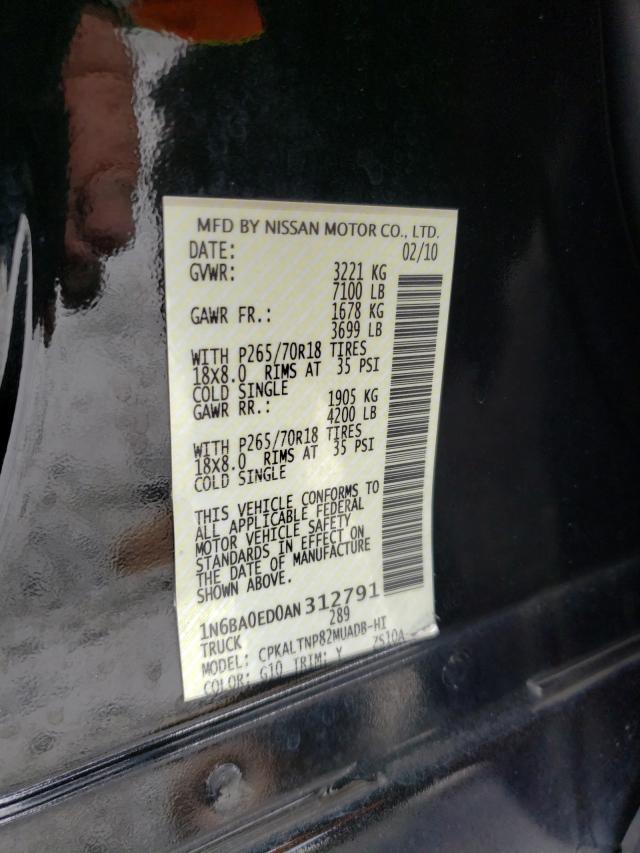2010 NISSAN TITAN XE 1N6BA0ED0AN312791