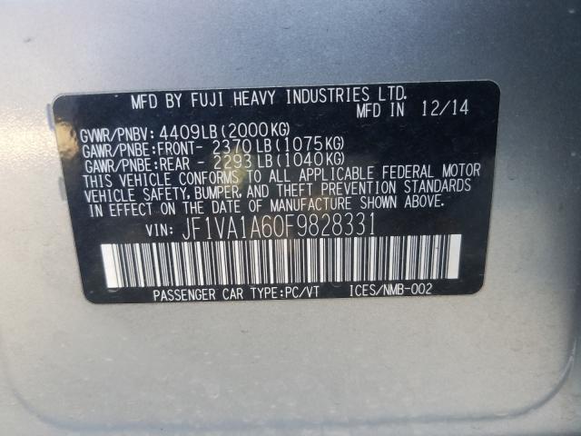 2015 SUBARU WRX JF1VA1A60F9828331
