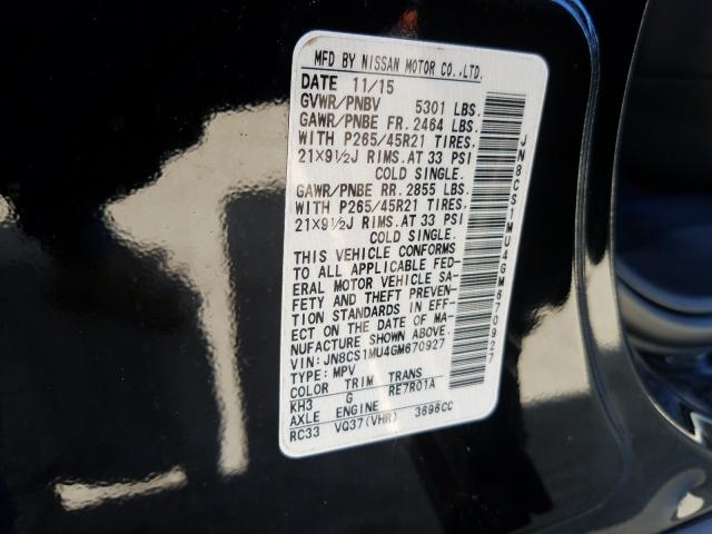 2016 INFINITI QX70 JN8CS1MU4GM670927