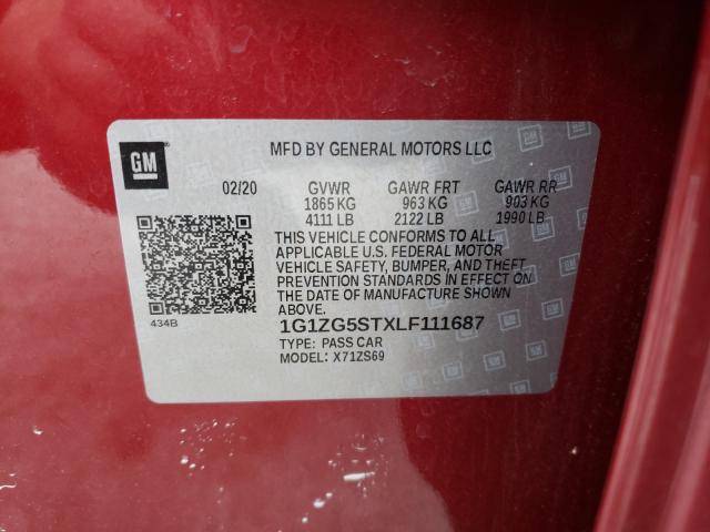 2020 CHEVROLET MALIBU RS 1G1ZG5STXLF111687