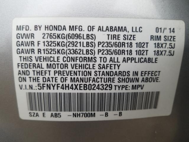 2014 HONDA PILOT EX 5FNYF4H4XEB024329