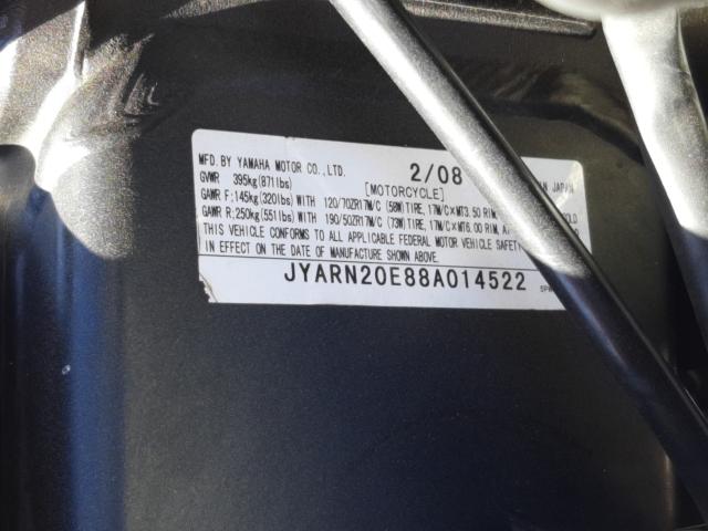 2008 YAMAHA YZFR1 JYARN20E88A014522