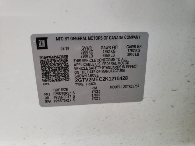 2019 GMC SIERRA LIM 2GTV2MEC2K1215428