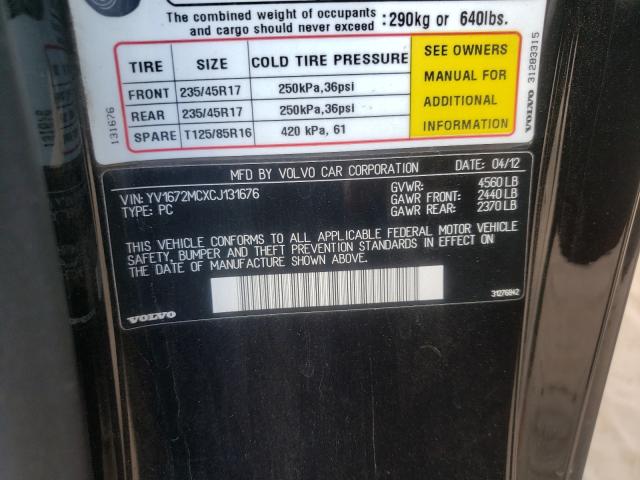 2012 VOLVO C70 T5 YV1672MCXCJ131676