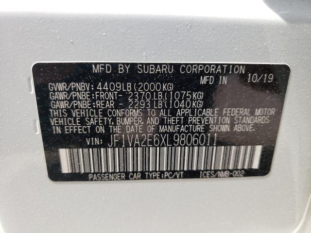 2020 SUBARU WRX STI JF1VA2E6XL9806011
