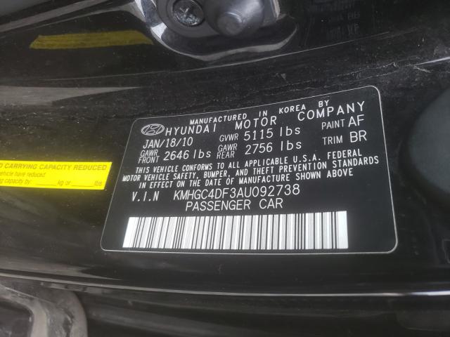 2010 HYUNDAI GENESIS 4. KMHGC4DF3AU092738