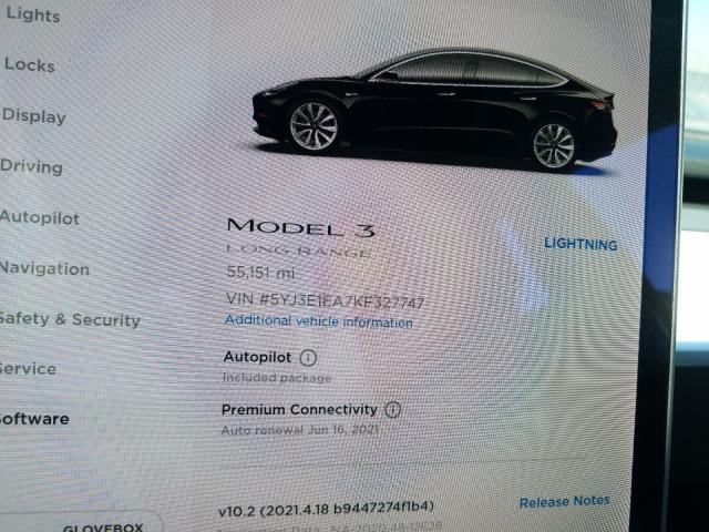 5YJ3E1EA7KF327747 Tesla MODEL 3