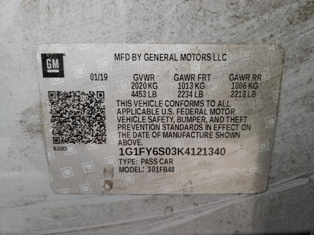 2019 CHEVROLET BOLT EV LT 1G1FY6S03K4121340