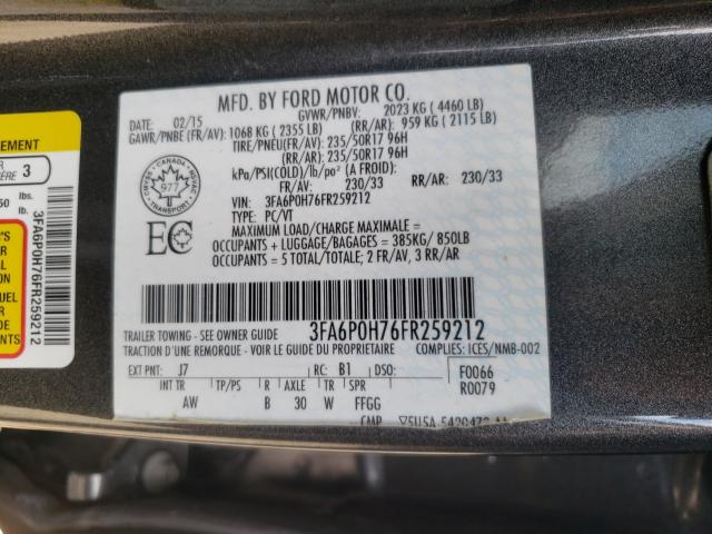 2015 FORD FUSION SE 3FA6P0H76FR259212