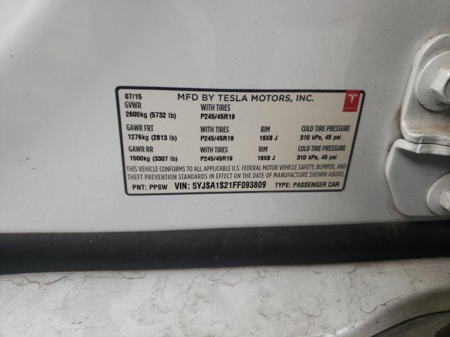 2015 TESLA MODEL S 70 5YJSA1S21FF093809