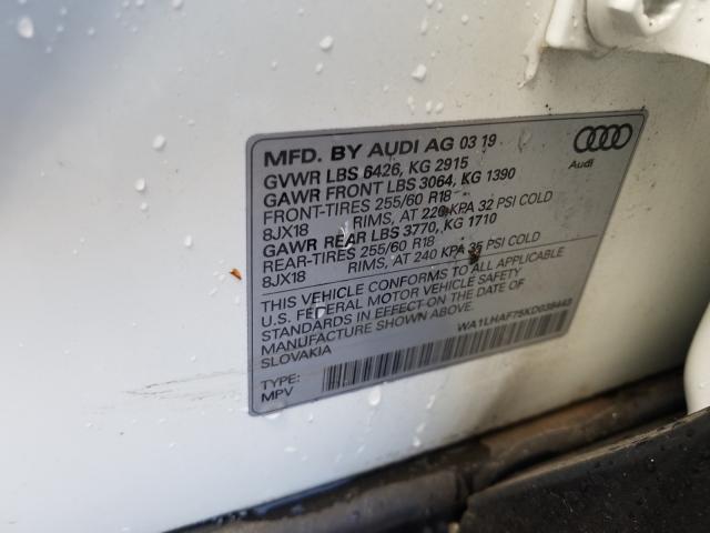 VIN WA1LHAF75KD038443 2019 Audi Q7, Premium Plus no.10