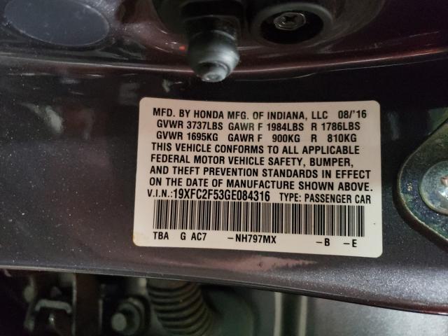 2016 HONDA CIVIC TOUR 19XFC2F53GE084316