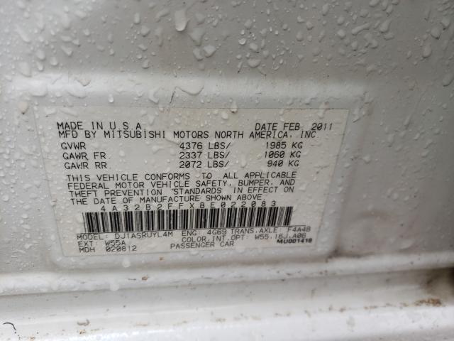 2011 MITSUBISHI GALANT FE 4A32B2FFXBE022083