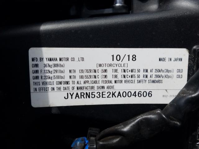 2019 YAMAHA MT09 JYARN53E2KA004606