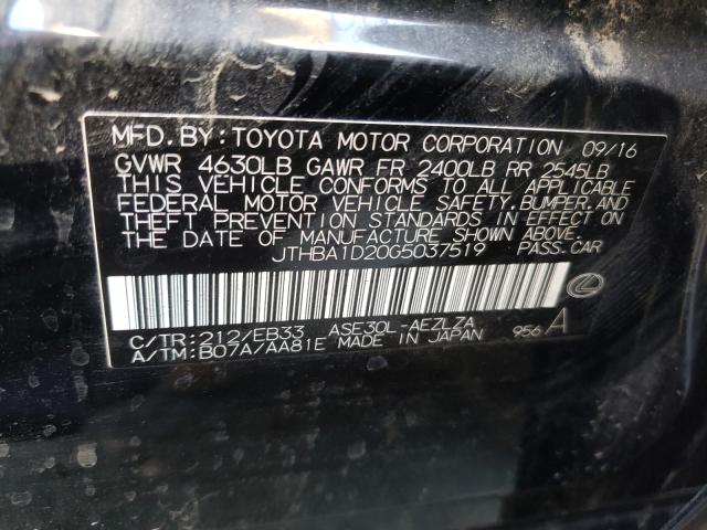 2016 LEXUS IS 200T JTHBA1D20G5037519