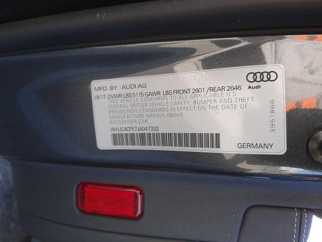 2018 AUDI S5 PRESTIG WAUC4CF57JA047332