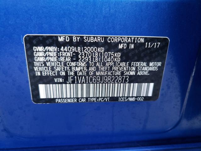 2018 SUBARU WRX PREMIU JF1VA1C69J9822873