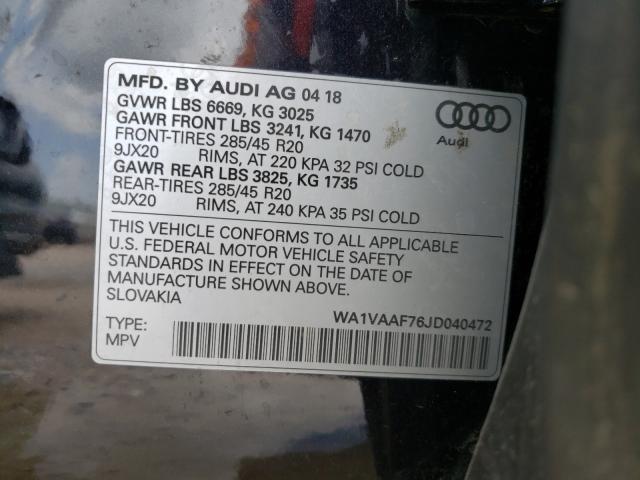 VIN WA1VAAF76JD040472 2018 Audi Q7, Prestige no.10