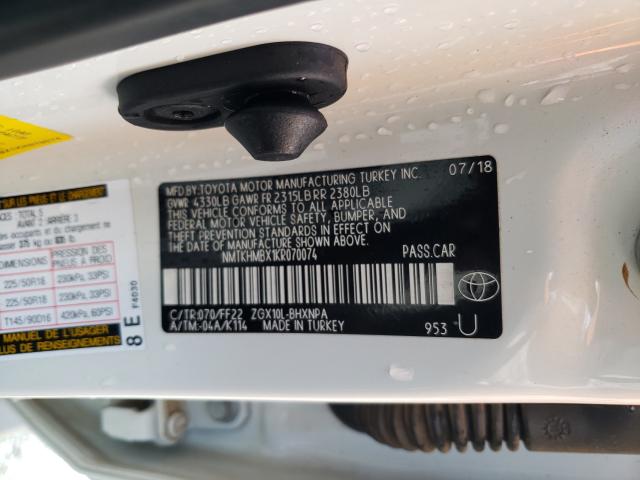 2019 TOYOTA C-HR XLE NMTKHMBX1KR070074