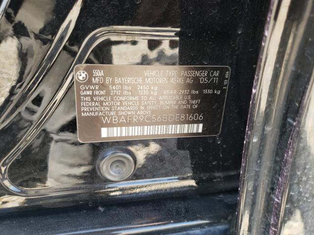 2011 BMW 550 I WBAFR9C56BDE81606