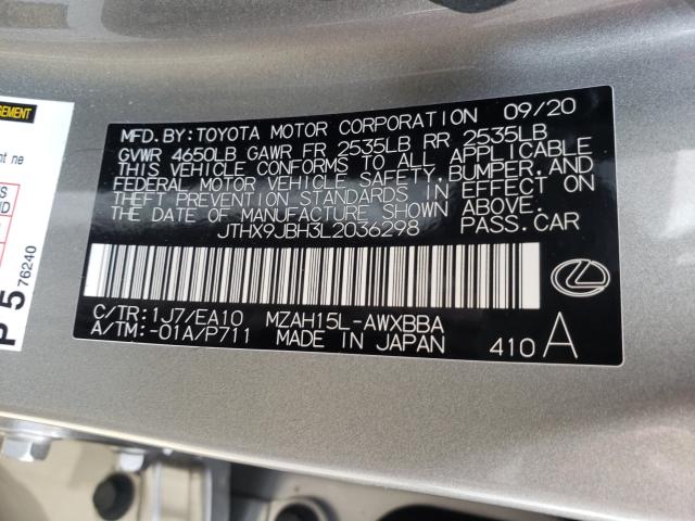 2020 LEXUS UX 250H JTHX9JBH3L2036298