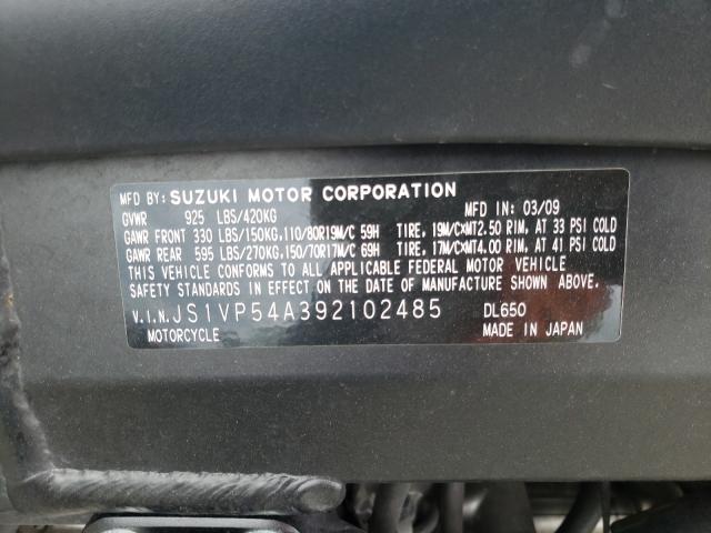 2009 SUZUKI DL650 JS1VP54A392102485