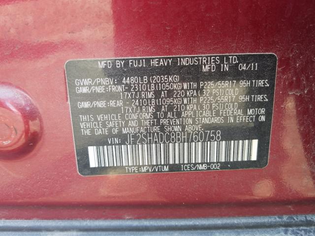 2011 SUBARU FORESTER JF2SHADC8BH760758