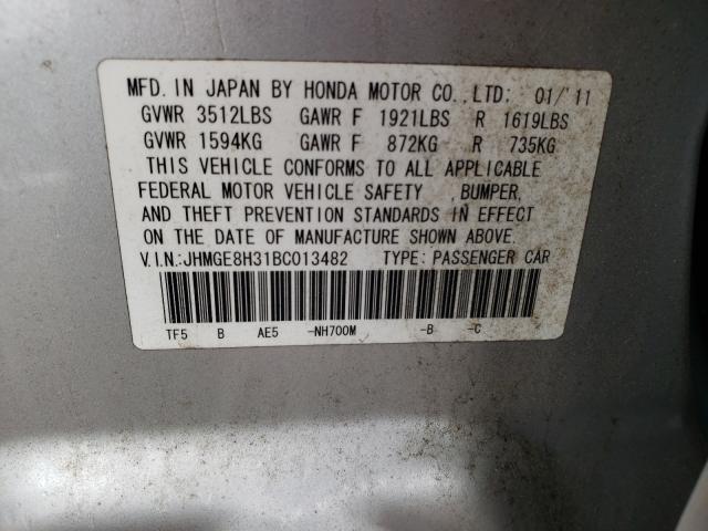 2011 HONDA FIT JHMGE8H31BC013482