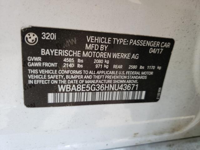 2017 BMW 320 XI WBA8E5G36HNU43671