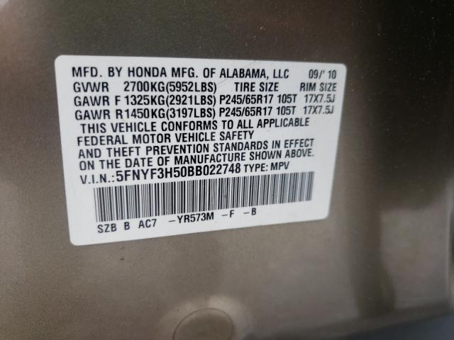 2011 HONDA PILOT 5FNYF3H50BB022748