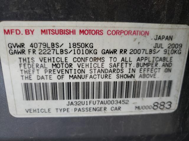 2010 MITSUBISHI LANCER DE JA32U1FU7AU003452