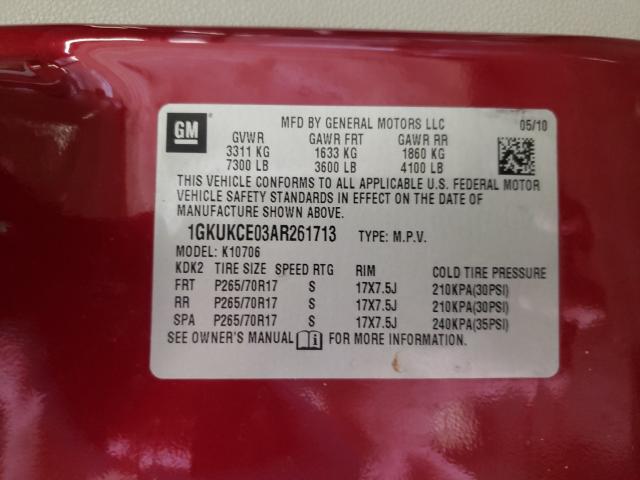 2010 GMC YUKON SLT 1GKUKCE03AR261713